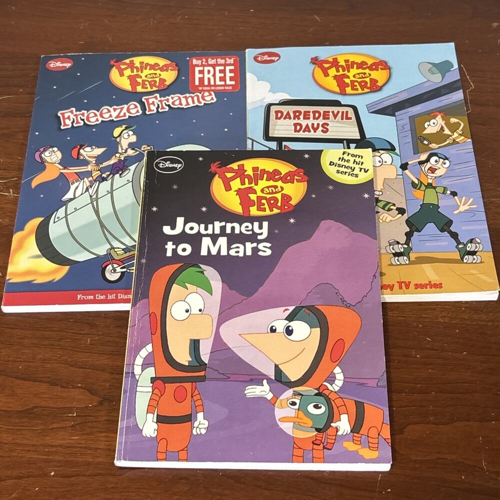 Disney XD TV series Phineas And Ferb Soft Cover PB book Lot Early Reader Chapter
